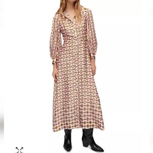 Maje printed dress woman size S pink white